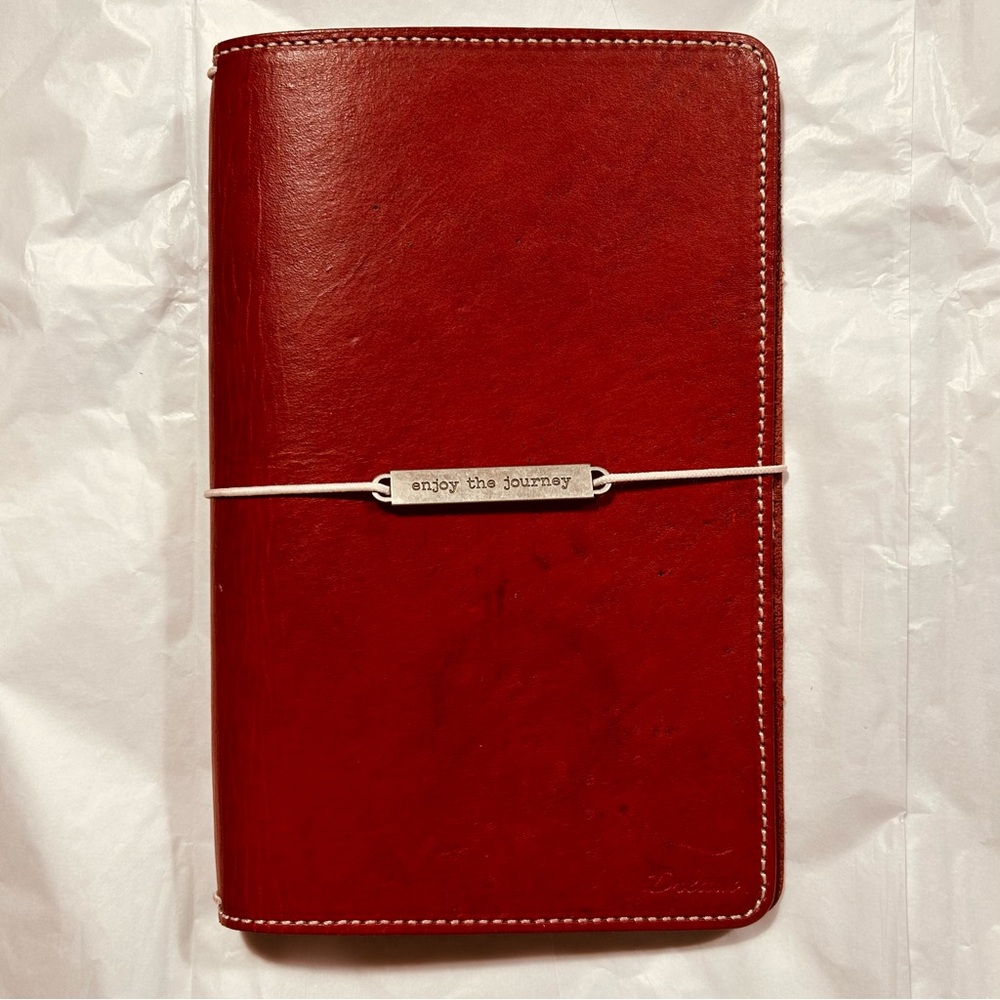 Foxy Fix Red Leather Travelers Notebook / Journal Cover with Inspirational Band